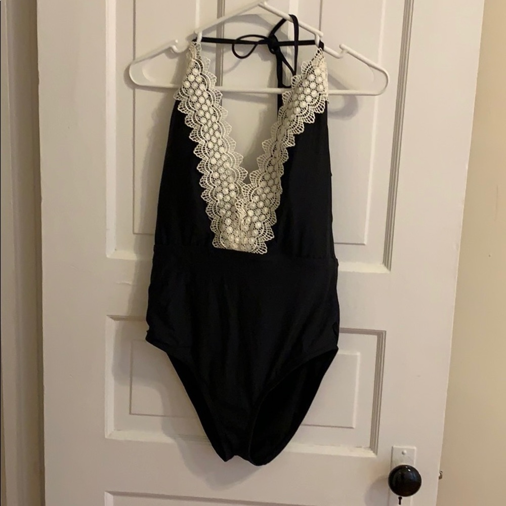 Black one piece swim suit